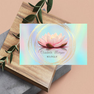 Carte De Visite Cercles dorés élégants modernes lotus holographiqu