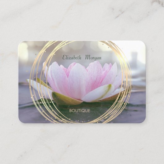 Carte De Visite Cercles dorés élégants modernes Lotus rose (Devant)