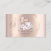 Carte De Visite Cercles Dorés Fleurs Mélange Pailletant Rose Doré (Devant)