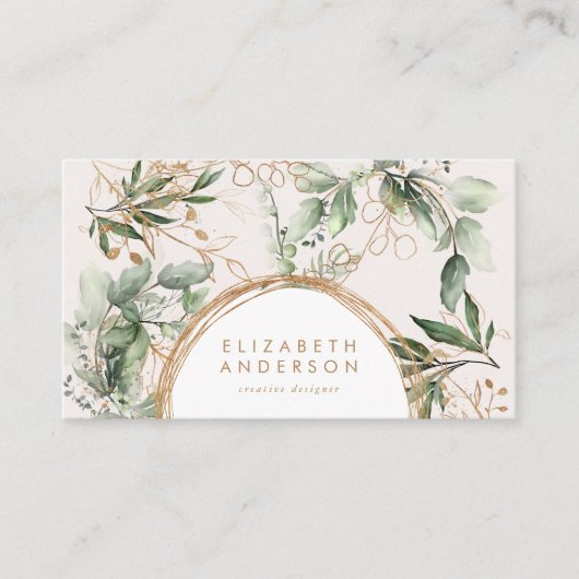 Carte De Visite Cercles dorés modernes Eucalyptus Corporate (Devant)