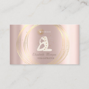 Carte De Visite Cercles dorés silhouette de fille de yoga or rose