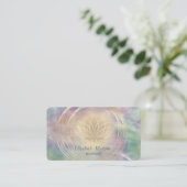 Carte De Visite Cercles élégants dorés Lotus Perle Holographique (Debout devant)
