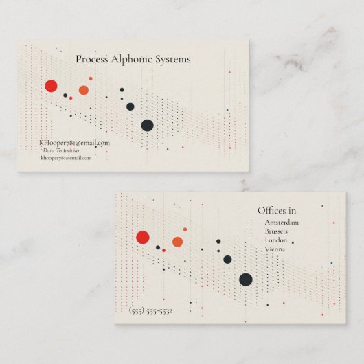 Carte De Visite Cercles et lignes en noir et rouge (Devant / Derrière)