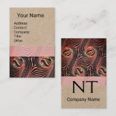 Carte De Visite CERCLES ÉTRANGES, EAUX Rouge Brown Abstrait Kraft (Devant / Derrière)