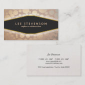 Carte De Visite Cercles Feuille Or Chic Linge Beige Look Mode (Devant / Derrière)