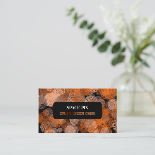 Carte De Visite Cercles graphiques orange, Graphic Designer (Debout devant)