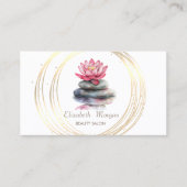 Carte De Visite Cercles Or Chic Lotus Zen Stones (Devant)