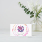 Carte De Visite Cercles Or Chic Violet Lotus Zen Stones (Debout devant)