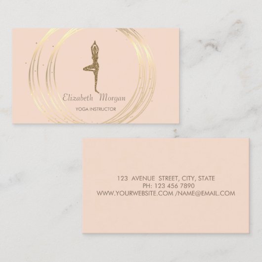 Carte De Visite Cercles Or Élégant moderne Parties scintillant Yog (Devant / Derrière)