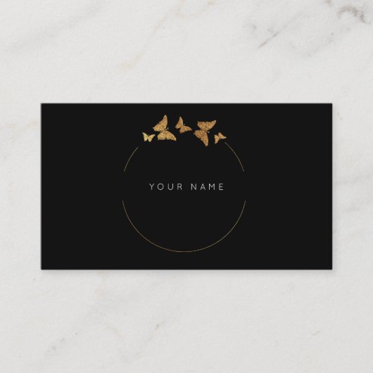 Carte De Visite Cercles papillon Golden Foil Black Vip (Devant)