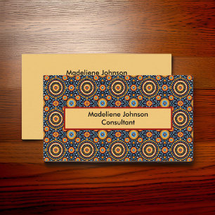 Carte De Visite Cercles tribaux couleur rouge or bleu géométrique