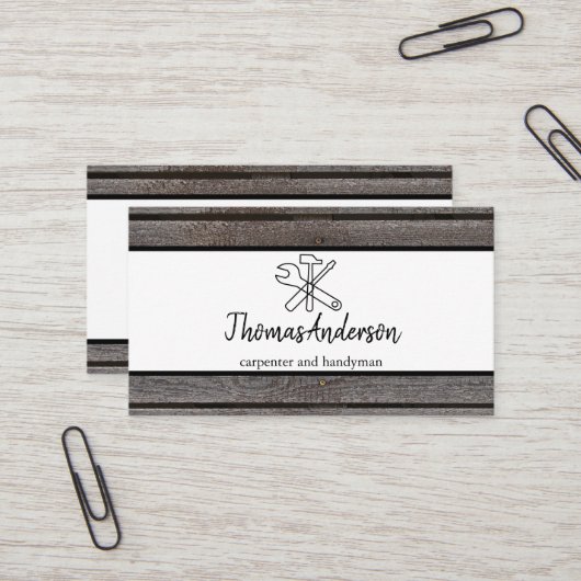 Carte De Visite Céréales de bois professionnel de menuiserie rusti (Devant/Arrière en situation)