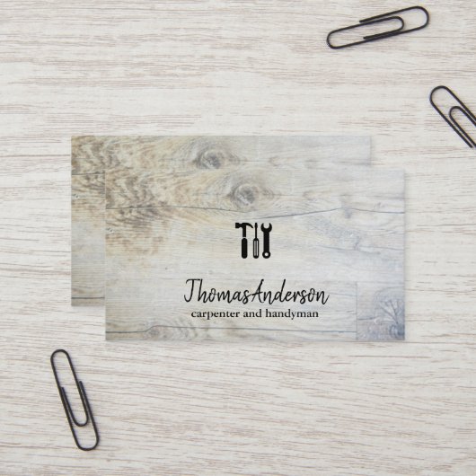 Carte De Visite Céréales de bois professionnel de menuiserie rusti (Devant/Arrière en situation)