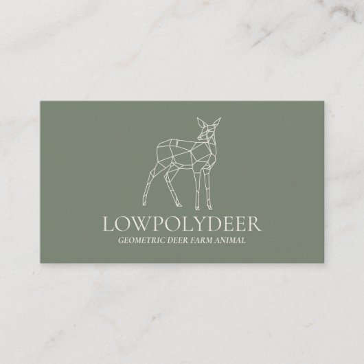 Carte De Visite Cerf Animal Sage Vert Lowpoly (Devant)