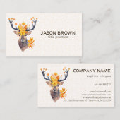 Carte De Visite Cerf aux cornes florales (Devant / Derrière)