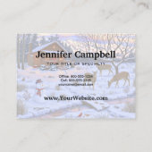 Carte De Visite Cerf Cabine D'Hiver Dans La Scène De Noël De Neige (Dos)