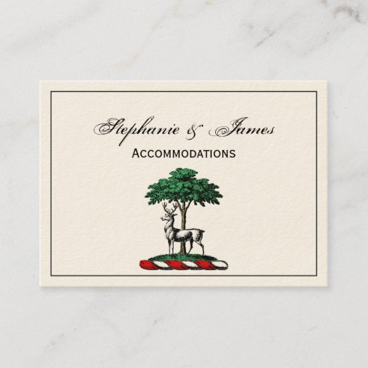 Carte De Visite Cerf Daim devant un Arbre Blason Emblématique (Devant)