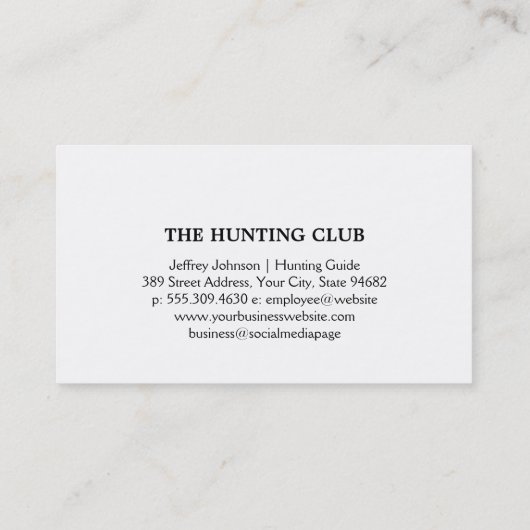 Carte De Visite Cerf dans les étendues de chasse (Dos)