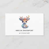 Carte De Visite Cerf de Bébé mignon avec Antlers et Fleurs (Devant)