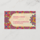 Carte De Visite Cerise mandala rangoli motif ethnique dynamique (Devant)