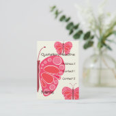 Carte De Visite Cerise rose 60s papillon (Debout devant)