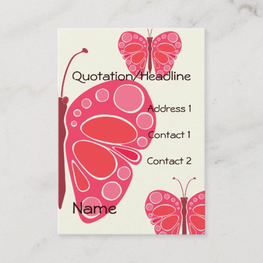 Carte De Visite Cerise rose 60s papillon (Devant)