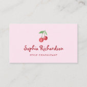 Carte De Visite Cerises rétro rose Whimsical | Code QR (Devant)