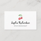 Carte De Visite Cerises rétro Whimsical | Code QR (Devant)