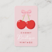 Carte De Visite Cerises rouges avec coquette cabosse rose Boutique (Devant)