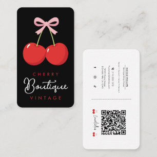 Carte De Visite Cerises rouges avec coquette cabosse rose Boutique
