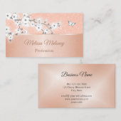 Carte De Visite Cerisier Blossom Rose Gold Grey (Devant / Derrière)