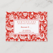 Carte De Visite Certificat-cadeau de Noël scandinave rouge à motif (Dos)