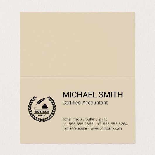 Carte De Visite Certificat | Logo du notaire public (Extérieur déplié)