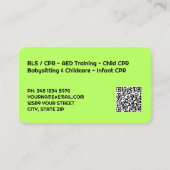 Carte De Visite Certified CPR Instructor Custom QR (Dos)