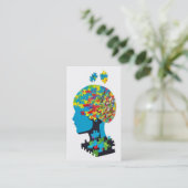 Carte De Visite Cerveau de pièce de puzzle avec fractures (Debout devant)