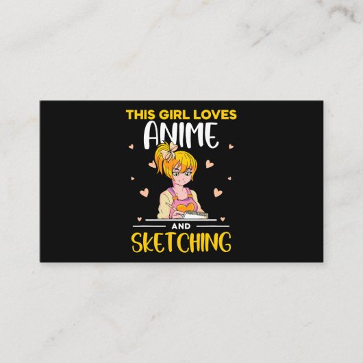 Carte De Visite Cette Fille Aime L'Anime Et L'Ésquisse Croquis D'A (Devant)