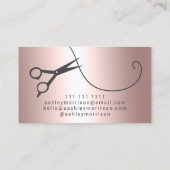 Carte De Visite Chaîne de cheveux moderne rose de ciseaux métalliq (Dos)