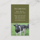 Carte De Visite Chaîne de ferme de génisse de boeuf de Taureau de (Dos)