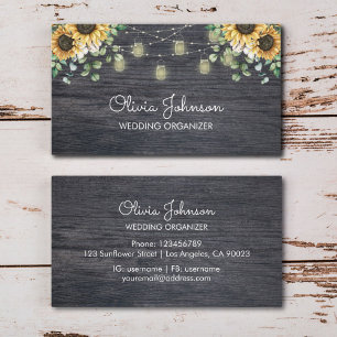 Carte De Visite Chaîne de tournesol rustique bois clair