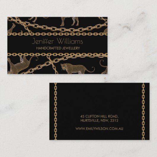 Carte De Visite Chaîne dorée léopard            guépard (Devant / Derrière)