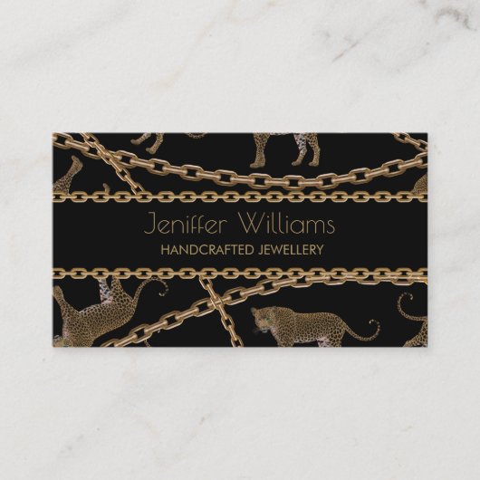 Carte De Visite Chaîne dorée léopard guépard (Devant)