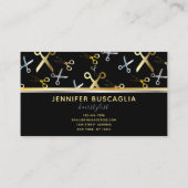 Carte De Visite Chaîne Motif ciseaux or et argent brillant (Dos)