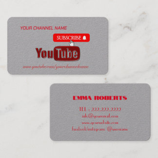Carte De Visite Chaîne Youtube rouge, Youtubeur