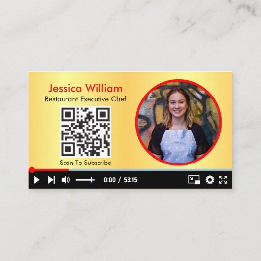 Carte De Visite Chaîne Youtube Vlogger Avec Code QR Golden (Dos)