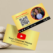 Carte De Visite Chaîne Youtube Vlogger Avec Code QR Golden