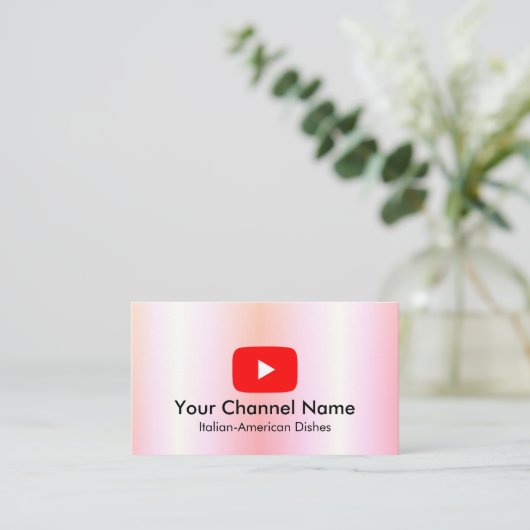 Carte De Visite Chaîne Youtube Vlogger Avec Code QR Gradient Rose (Debout devant)