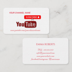 Carte De Visite Chaîne YouTube, Youtubeur