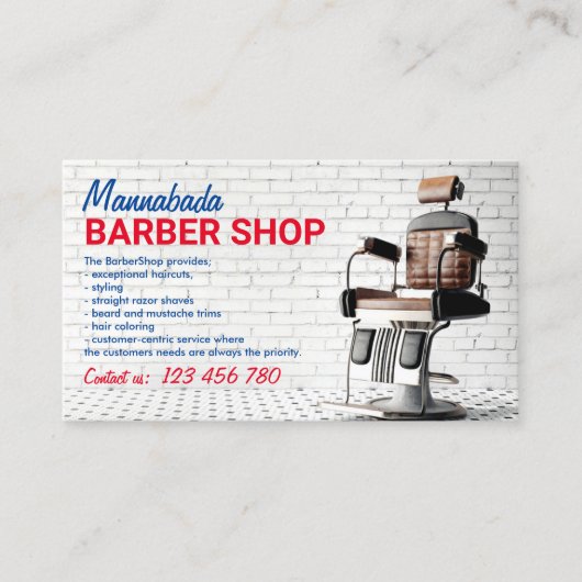 Carte De Visite Chaise de barbier (Devant)