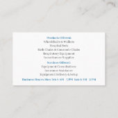 Carte De Visite Chaise de douche blanche Équipement Médicale soins (Dos)