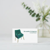 Carte De Visite Chaise Vert Émeraude Design Professionnel Minimali (Debout devant)